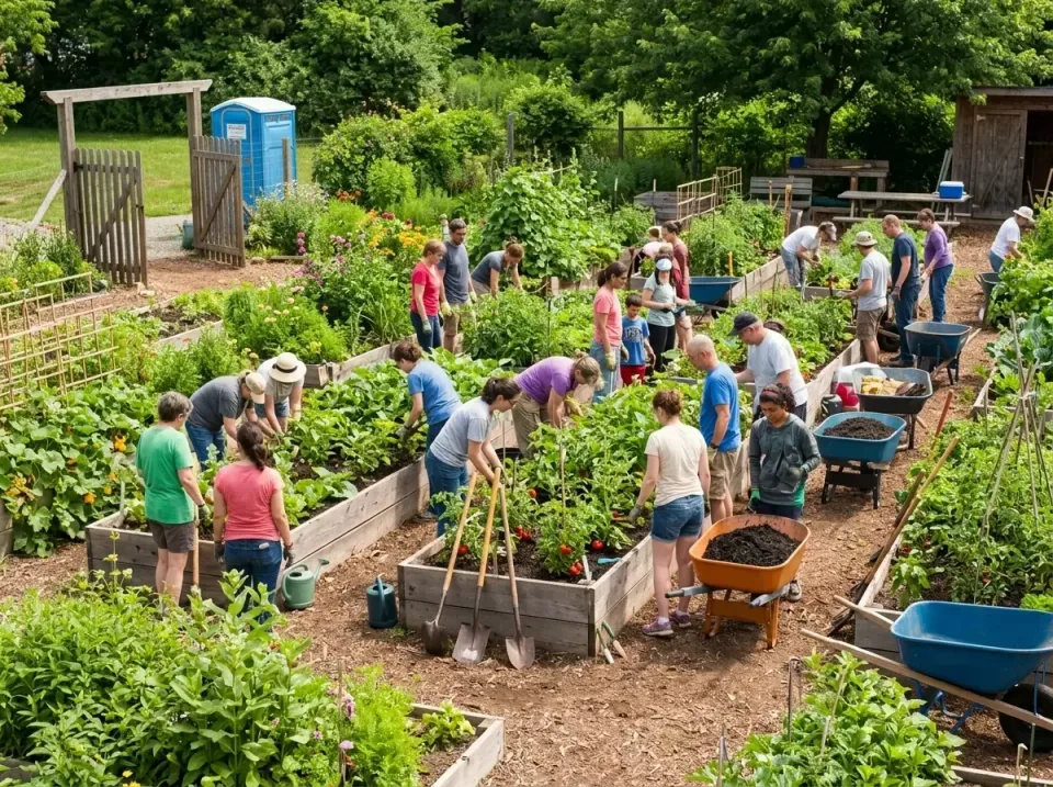 Porta Potty — Community Garden — Porta Potty, Wheelbarrow, Raised Garden Bed, Community Garden, Porta Potty Rentals and Dump…