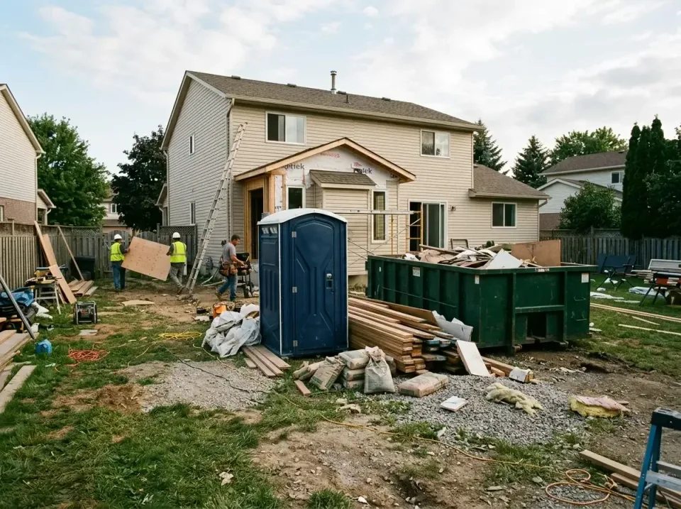 Porta Potty — Residential Renovation — Porta Potty, Roll-off Dumpster, Construction Crew, Residential Renovation, Porta Pott…